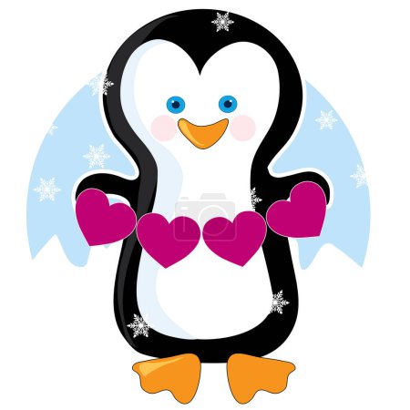 Téléchargez les illustrations : Pingouin sur un coeur - en licence libre de droit