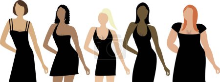Téléchargez les illustrations : Ensemble de différentes silhouettes de femmes. illustration vectorielle - en licence libre de droit