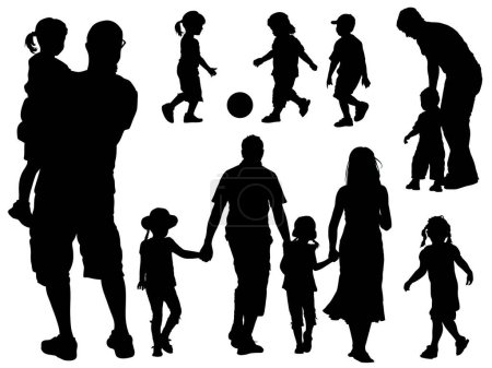 Téléchargez les illustrations : Silhouettes vectorielles de famille sur fond blanc
. - en licence libre de droit