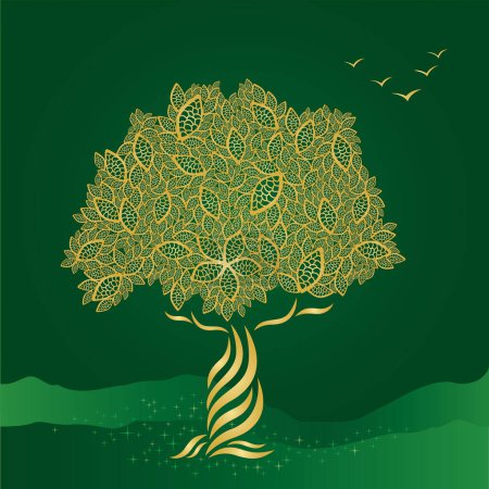 Illustration for Tree with leaves. vector illustration - Royalty Free Image