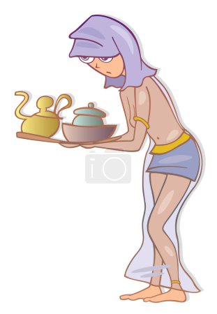 Téléchargez les illustrations : Arabian fille avec une tasse de thé - en licence libre de droit