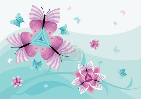 Illustration for Vector background with butterflies and flowers - Royalty Free Image