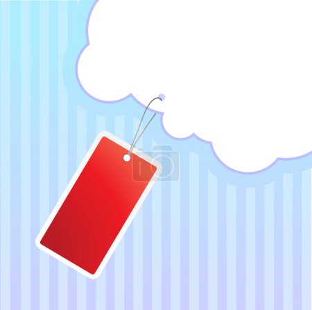 Téléchargez les illustrations : Étiquette de prix rouge avec nuages - en licence libre de droit