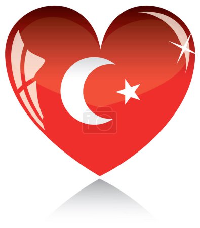 Illustration for Heart shaped turkey flag with a white background. vector illustration. - Royalty Free Image