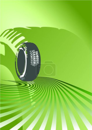 Illustration for Tire on green background, vector illustration - Royalty Free Image