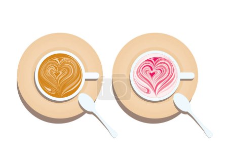 Illustration for Heart shape inside cups of coffee, vector illustration simple design - Royalty Free Image