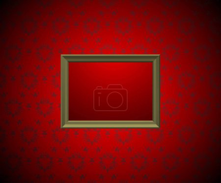 Ilustración de Pared roja con marco de imagen - Imagen libre de derechos