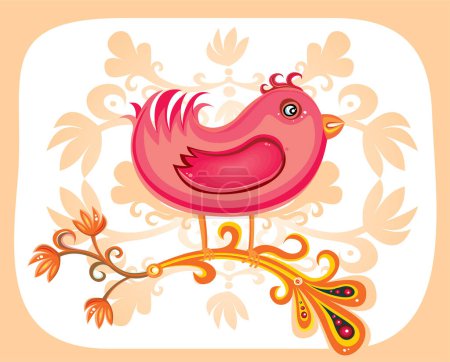 Téléchargez les illustrations : Illustration vectorielle de coq de bande dessinée avec un oiseau sur fond blanc - en licence libre de droit