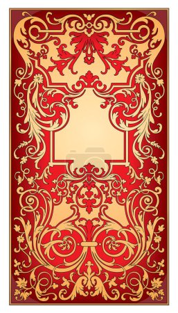 Illustration for Vector golden frame with red ornament - Royalty Free Image