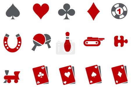 Téléchargez les illustrations : Ensemble d'icônes de casino avec différents symboles de cartes à jouer - en licence libre de droit