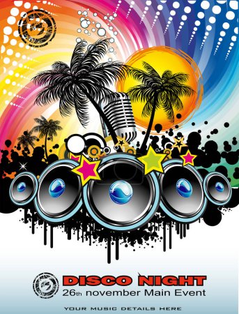 Illustration for Disco party night poster, vector illustration simple design - Royalty Free Image