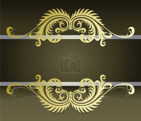 Ilustración de Ilustración vectorial de oro y negro patrón decorativo vintage - Imagen libre de derechos