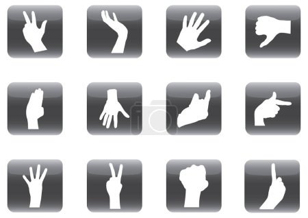 Illustration for Set of hand gestures icons, vector illustration simple design - Royalty Free Image
