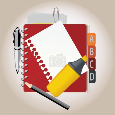 Illustration for Pencil, notepads and pencil vector illustration. - Royalty Free Image