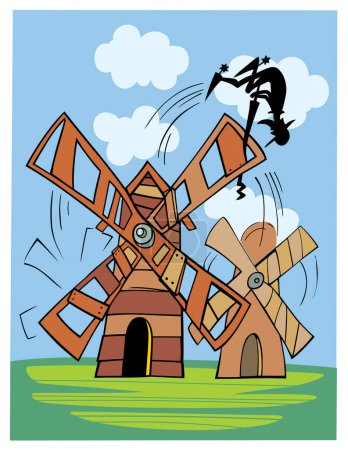 Ilustración de Molino de viento en el parque - Imagen libre de derechos