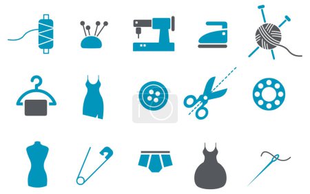 Illustration for Sewing icons set vector illustration - Royalty Free Image