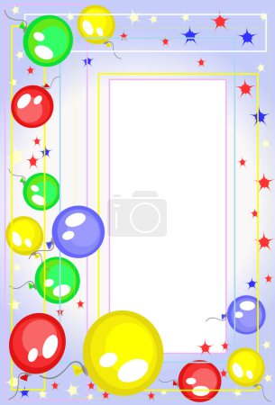 Ilustración de Marco con globos y estrellas - Imagen libre de derechos