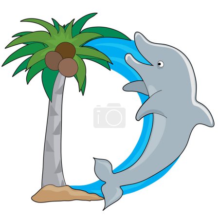Téléchargez les illustrations : Illustration d'un dauphin sur fond blanc - en licence libre de droit