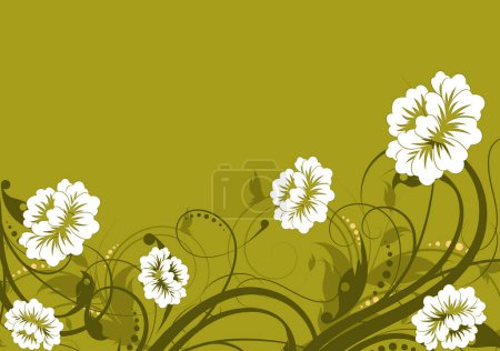 Ilustración de Fondo abstracto de flores, cartel verde para espacio de copia - Imagen libre de derechos
