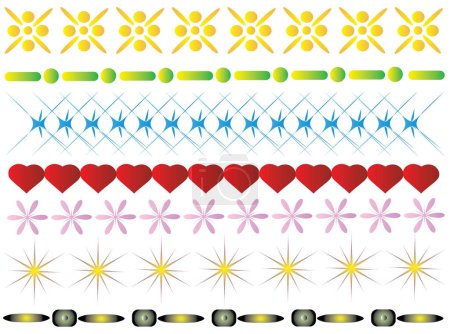 Ilustración de Set vector colorido flores y corazones. - Imagen libre de derechos