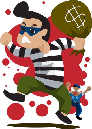 Illustration for Thief stealing money, vector illustration simple design - Royalty Free Image