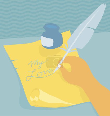 Téléchargez les illustrations : Message d'amour avec stylo. illustration vectorielle. - en licence libre de droit