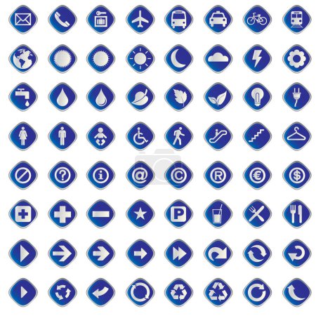 Illustration for Vector illustration of blue icons set. - Royalty Free Image