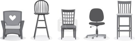 Ilustración de Conjunto de sillas aisladas sobre fondo blanco. ilustración vectorial - Imagen libre de derechos