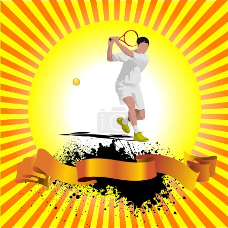Ilustración de La ilustración vectorial del tenista en el estilo abstracto del deporte - Imagen libre de derechos