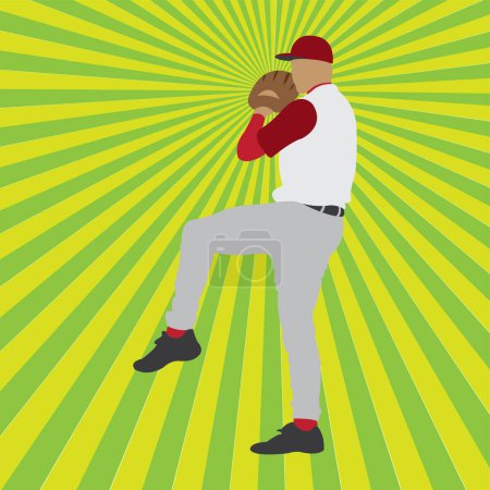 Téléchargez les illustrations : Joueur de baseball, illustration vectorielle conception simple - en licence libre de droit