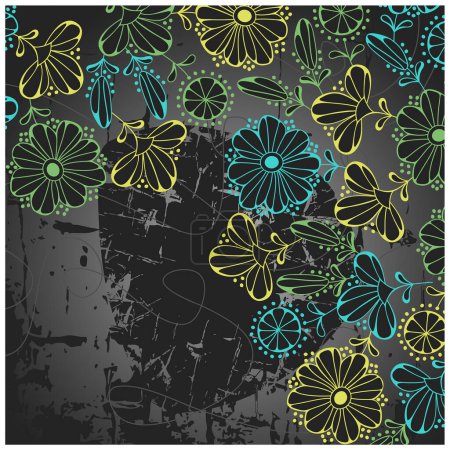 Illustration for Grunge background with flowers, vector illustration simple design - Royalty Free Image