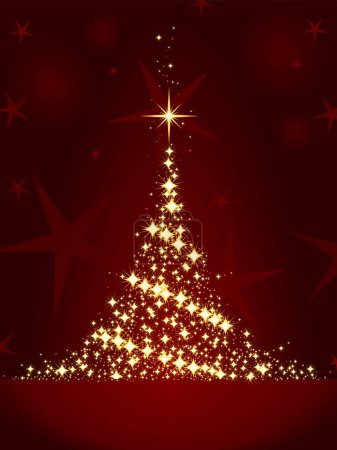 Illustration for Christmas tree on dark background, vector illustration - Royalty Free Image