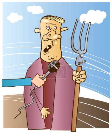 Ilustración de Hombre con un tenedor y una cuchara - Imagen libre de derechos