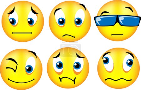 Illustration for Set of different emoticons with different facial expressions - Royalty Free Image