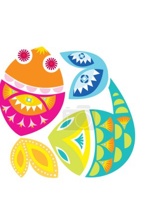 Illustration for Easter eggs with ornament and flowers. - Royalty Free Image