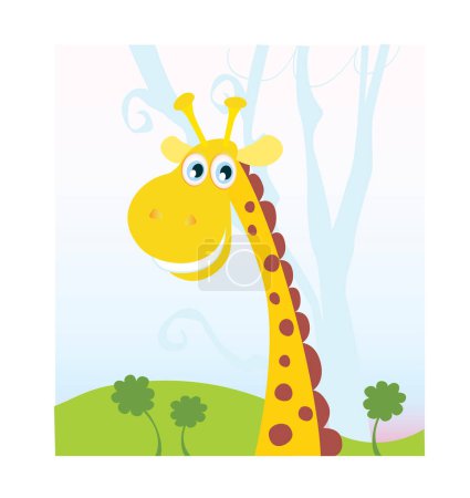 Téléchargez les illustrations : Illustration vectorielle de girafe de dessin animé - en licence libre de droit