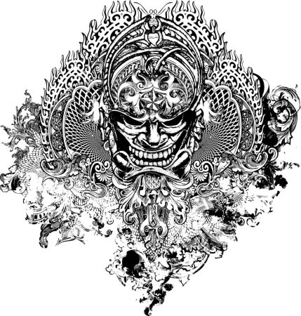Illustration for Vector hand - drawn tribal skull - Royalty Free Image