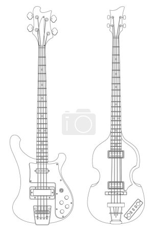 Téléchargez les illustrations : Illustration schématique de deux guitares électriques - en licence libre de droit