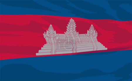 Téléchargez les illustrations : Drapeau cambodia, agitant le drapeau national. illustration vectorielle - en licence libre de droit