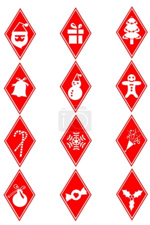 Ilustración de Navidad rombo iconos rojos - Imagen libre de derechos
