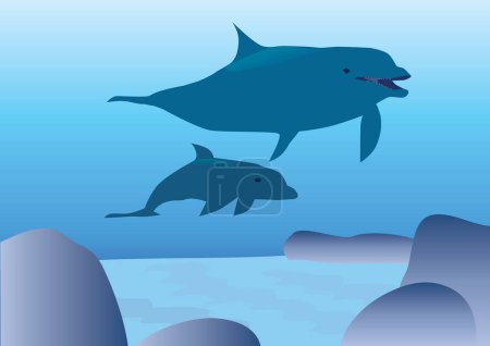 Ilustración de Delfines y ballenas diseño, animales del océano vida fauna fauna naturaleza fauna marina y fauna tema vector ilustración - Imagen libre de derechos