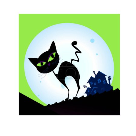Ilustración de Fondo de Halloween con gato - Imagen libre de derechos