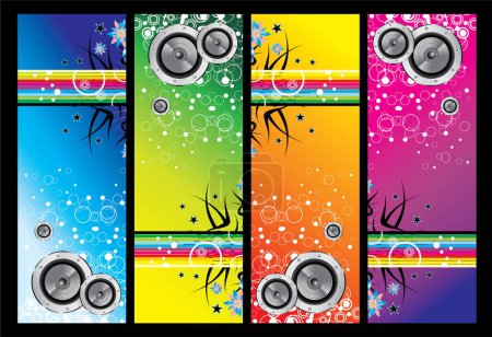 Ilustración de Notas de música con colores de arco iris - Imagen libre de derechos