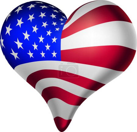 Illustration for Heart with the usa flag - Royalty Free Image
