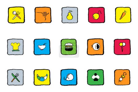 Ilustración de Iconos de la comida, conjunto de vectores - Imagen libre de derechos