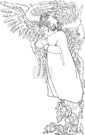Illustration for Vector illustration of a beautiful angel with wings - Royalty Free Image