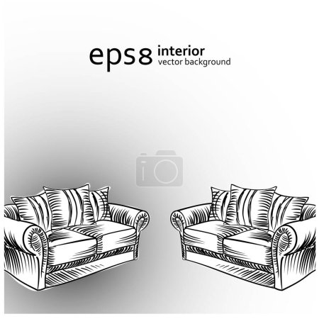 Téléchargez les illustrations : Canapés meubles design vecteur - en licence libre de droit