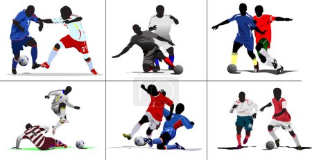 Illustration for Football players set. 3 d illustration - Royalty Free Image