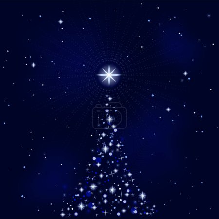 Téléchargez les illustrations : Arbre de Noël bleu sur fond noir, illustration vectorielle - en licence libre de droit