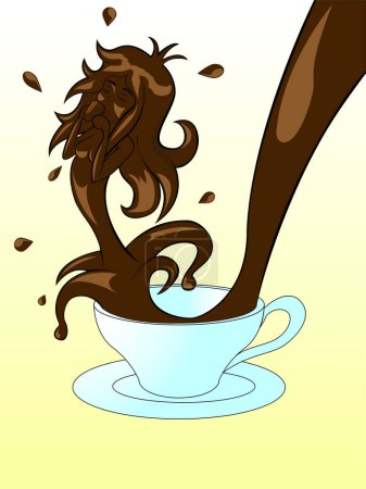 Illustration for Vector illustration of a cup with milk and chocolate - Royalty Free Image
